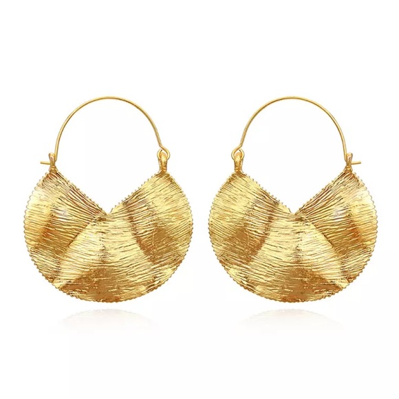 Zara Jewelry - Gold Textured Crescent Hoop Earrings